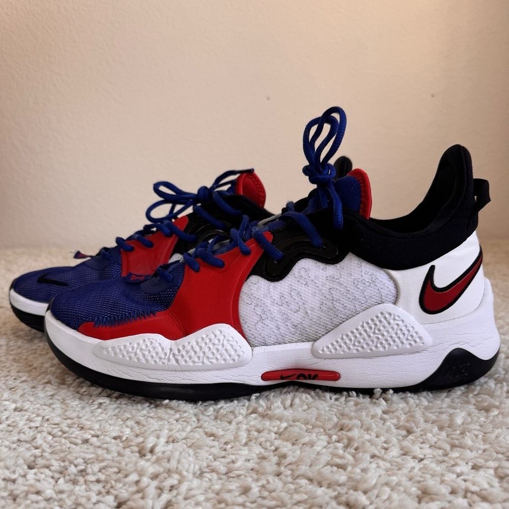 Nike PG 5 Paul George Mens Size 12 Blue Red White Good Condition CW3143-101
